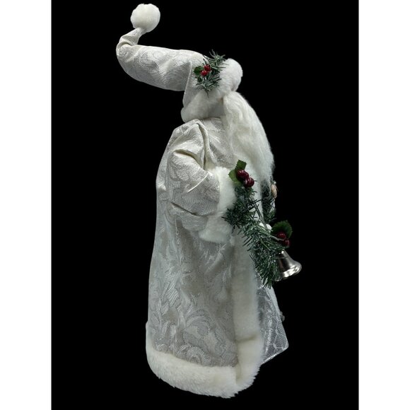 VTG White & Silver Robe Santa Claus Tree Topper Pine Cones Silver Bell  Garland - Picture 6 of 13